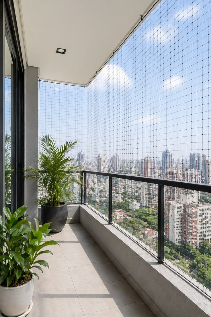 Apartment balcony suitable for pigeon net installation
